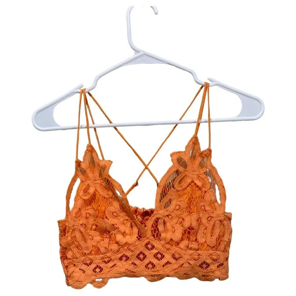 FREE PEOPLE FP1 Adella Lace Bralette Bright Orange Size XS - Picture 4 of 7